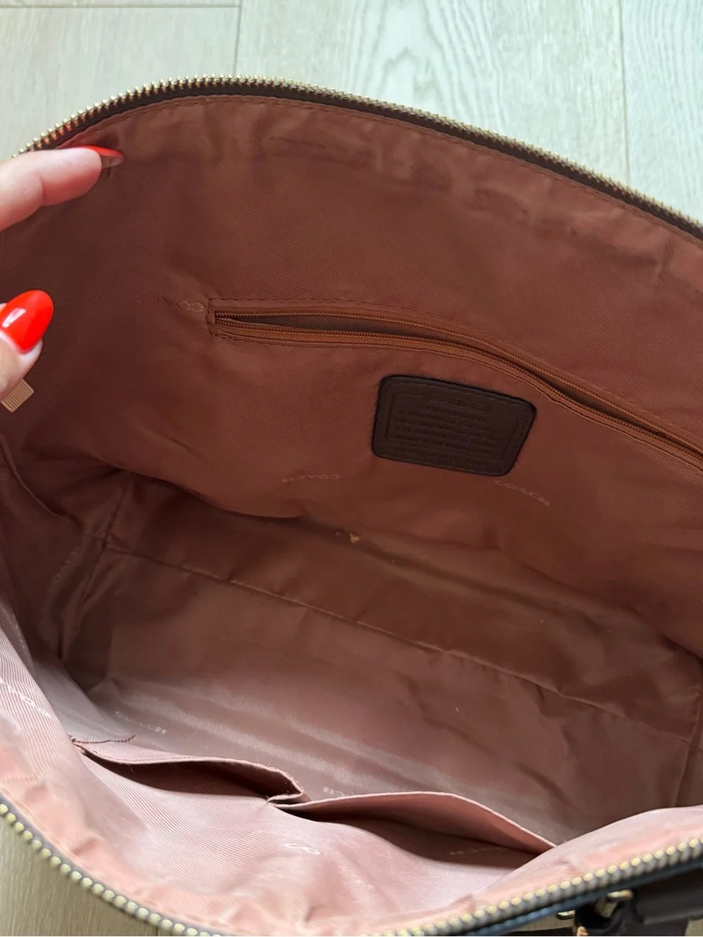Coach Brown Signature Canvas Satchel with Dark Brown Leather Trim